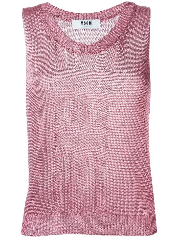 Msgm Knitted Tank Top, Women's, Size: S, Pink/purple, Polyester/viscose