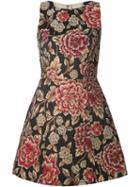 Alice+olivia Floral Jacquard Flared Sleeveless Dress, Women's, Size: 4, Black, Acrylic/cotton/polyester/spandex/elastane