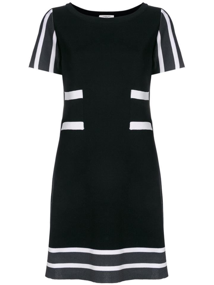 Charlott Striped Details Knit Dress - Black