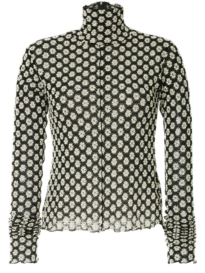 Irene Floral-jacquard Top - Black