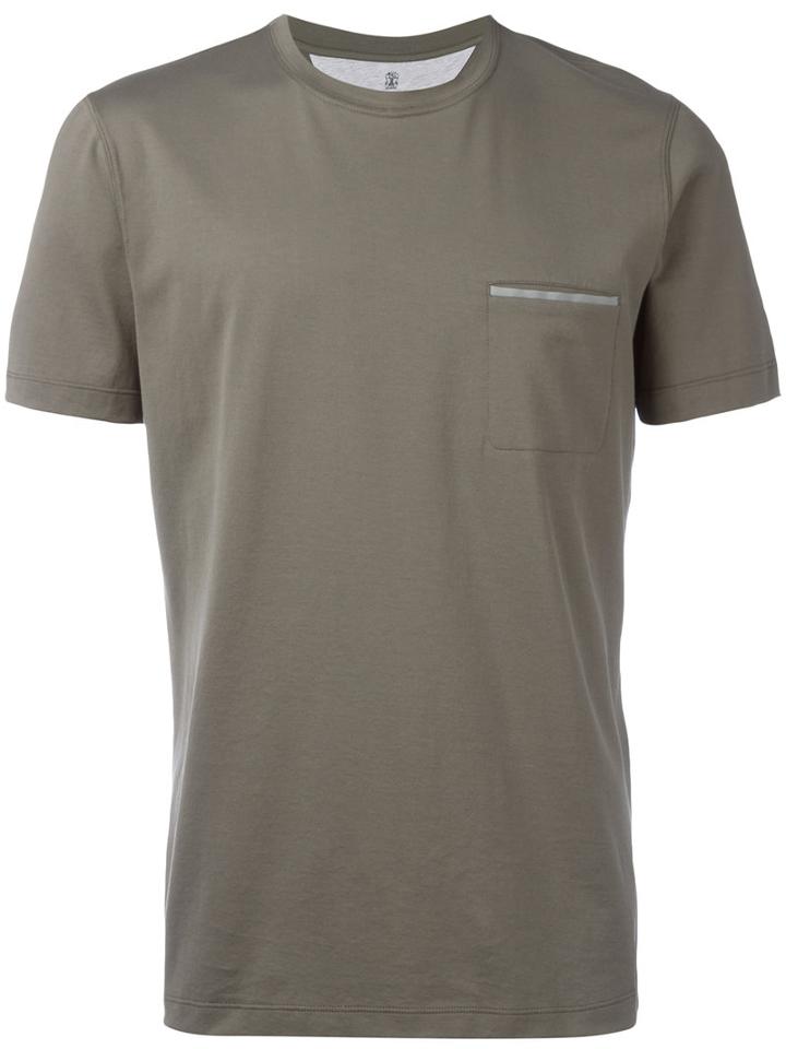 Brunello Cucinelli Front Pocket T-shirt, Men's, Size: Xl, Green, Cotton