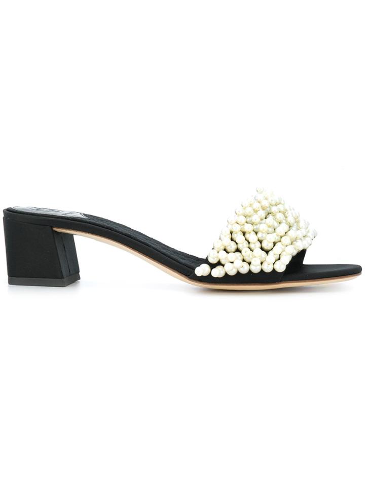 Tory Burch Valentina Pearl Slide Sandals - Black