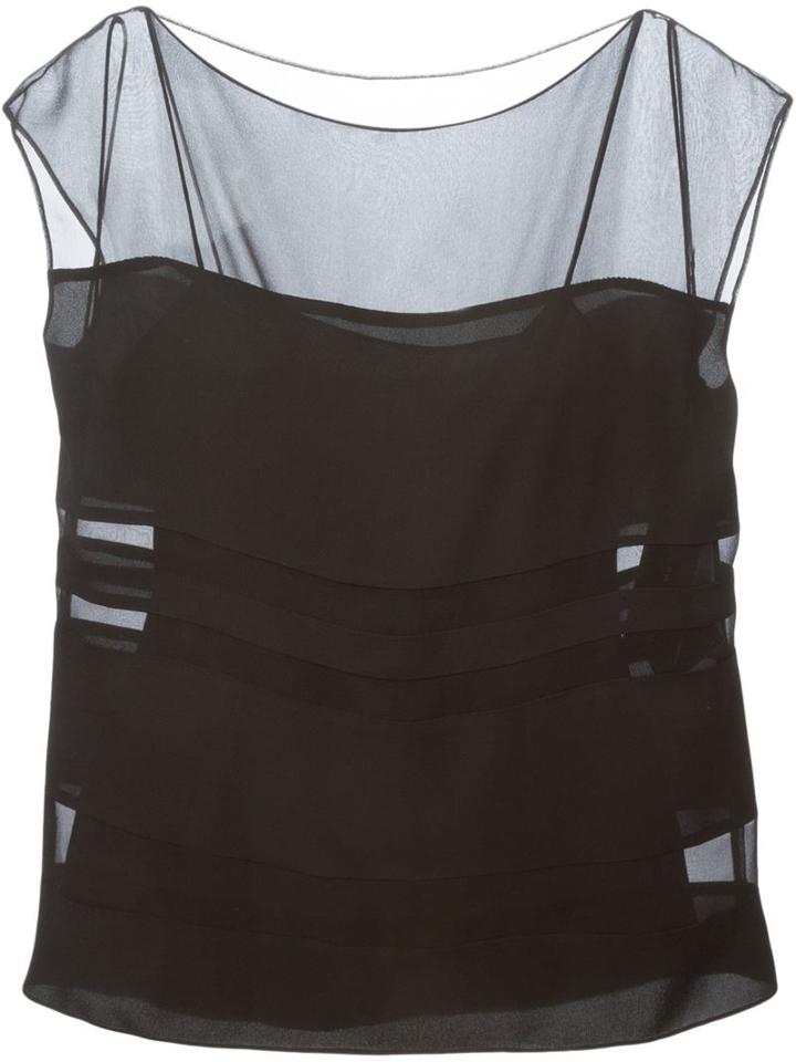 Ralph Lauren Black Sheer Panel Blouse