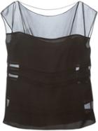 Ralph Lauren Black Sheer Panel Blouse