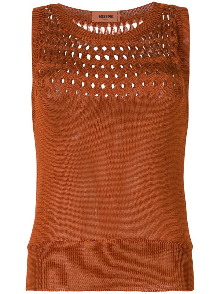 Missoni Cut Out Detail Fine Knit Sweater - Brown