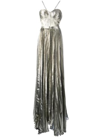 Maria Lucia Hohan Pleated Maxi Dress, Women's, Size: 42, Grey, Nylon/spandex/elastane/silk/polyester