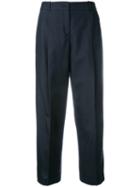 Jil Sander Navy Tailored Cropped Trousers, Women's, Size: 40, Blue, Silk/cotton/acetate/cupro