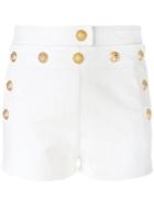 Balmain - Button Denim Shorts - Women - Cotton/spandex/elastane - 38, White, Cotton/spandex/elastane