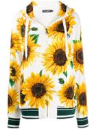 Dolce & Gabbana Sunflower-print Zipped Hoodie - White