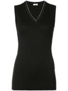 Brunello Cucinelli V-neck Tank, Women's, Size: Large, Black, Cotton/spandex/elastane