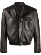 Fendi Cropped Leather Jacket - Black