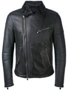 Drome - Contrast Collar Biker Jacket - Men - Leather - M, Black, Leather