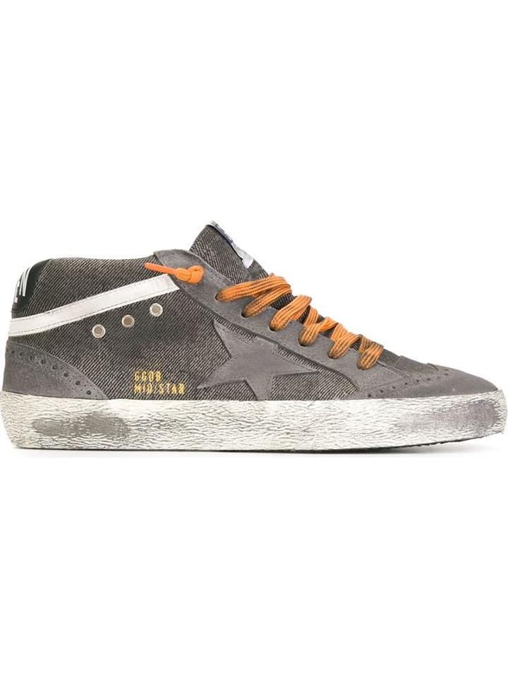 Golden Goose Deluxe Brand Mid Star Sneakers, Men's, Size: 42, Grey, Cotton/leather/rubber