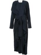 A.w.a.k.e. Draped Dress With Kimono Shirt Belt - Black