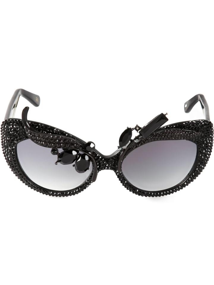 A-morir Embellished Cats-eye Sunglasses - Black