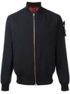 Fred Perry X Art Comes First Arm Patch Bomber Jacket, Men's, Size: 40, Blue, Polyester/viscose/cotton/cotton