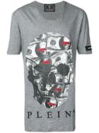Philipp Plein Dollar Bill Skull T-shirt - Grey