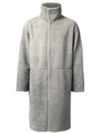 H Beauty & Youth High Neck Coat, Men's, Size: Large, Grey, Sheep Skin/shearling
