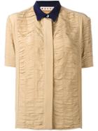 Marni Ruched Short Sleeve Shirt - Brown