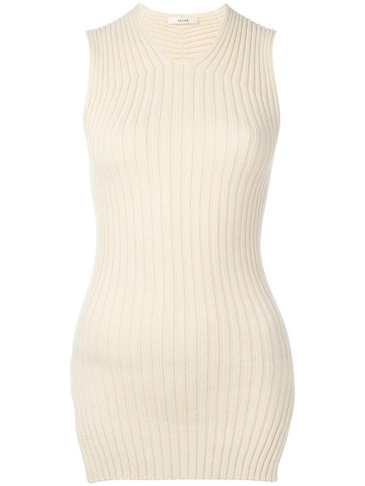 Céline - Side Slits Knitted Tank - Women - Cotton/viscose - S, Women's, Pink/purple, Cotton/viscose
