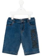 Moschino Kids Logo Print Denim Shorts, Size: 8 Yrs, Blue