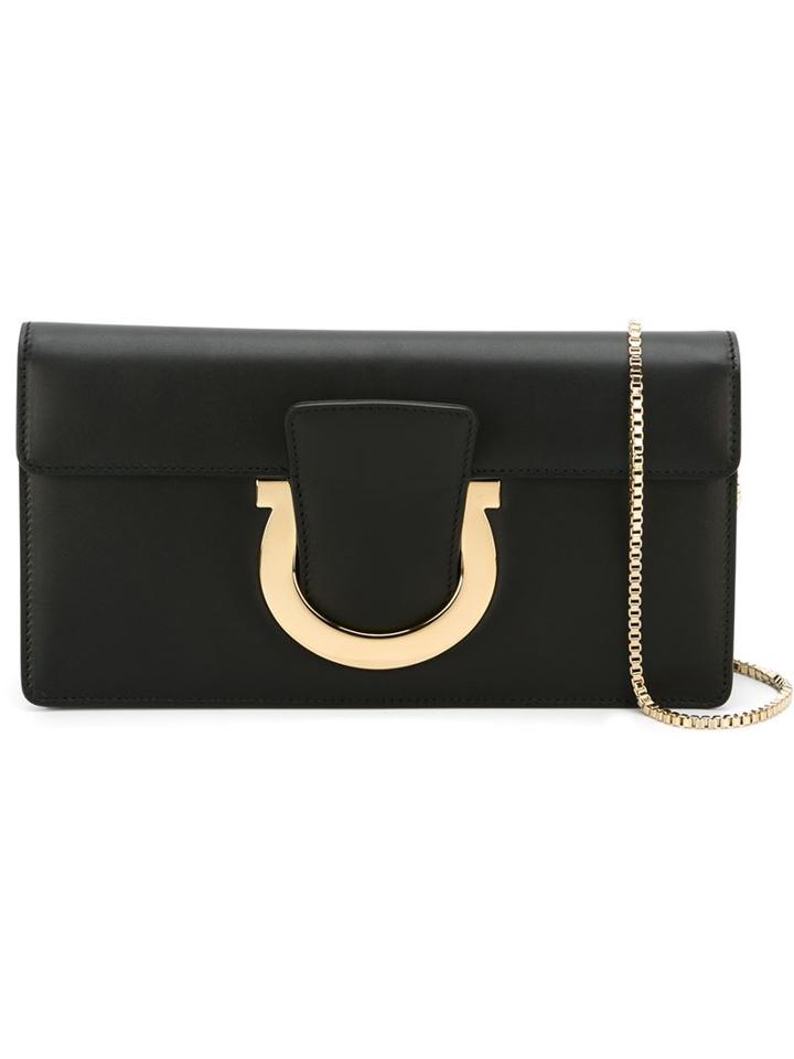 Salvatore Ferragamo 'thalia' Clutch, Women's, Black, Leather