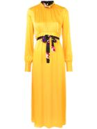 Msgm Long Sleeve Ruffle-neck Dress - Yellow & Orange
