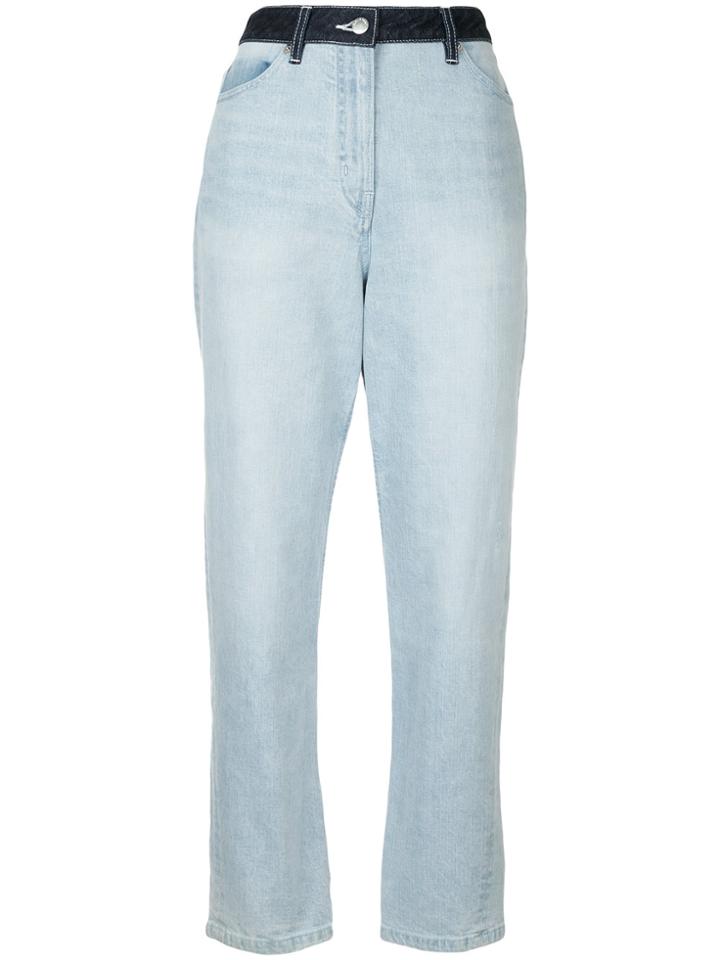 Cyclas Cropped Jeans With Contrasting Waistband - Blue