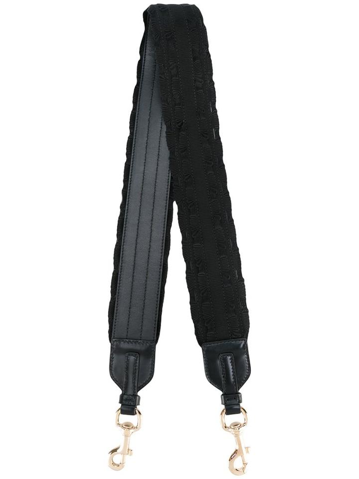 Salvatore Ferragamo Textured Shoulder Strap, Women's, Black, Cotton/leather