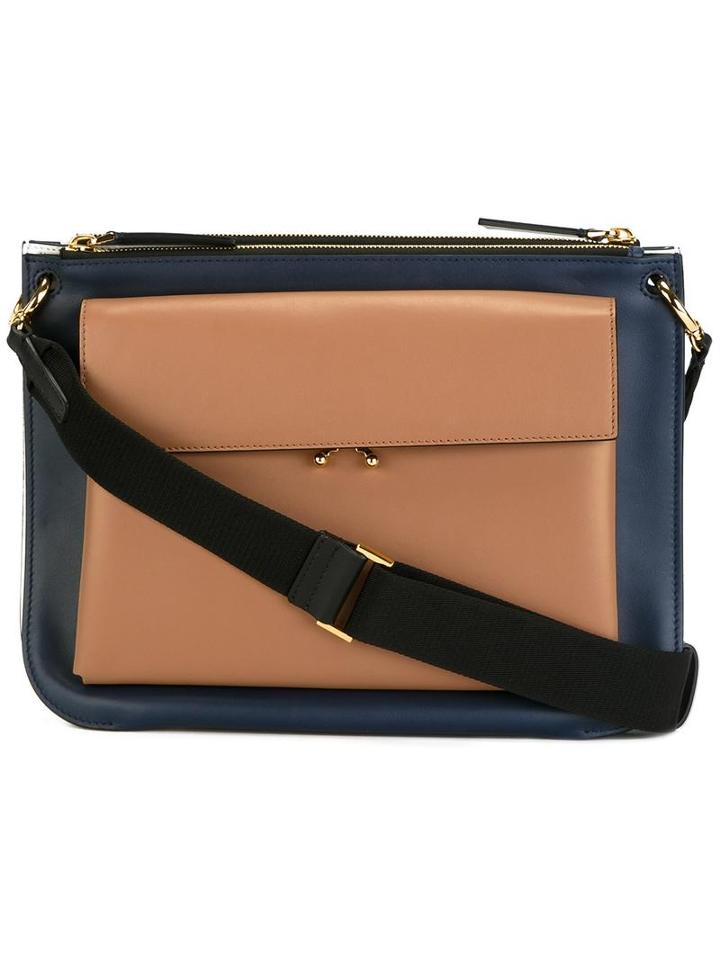 Marni Pocket Shoulder Bag, Women's, Calf Leather/nylon/metal