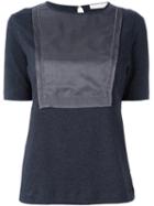 Fabiana Filippi Contrast Panel T-shirt, Women's, Size: 40, Grey, Silk/cotton/spandex/elastane