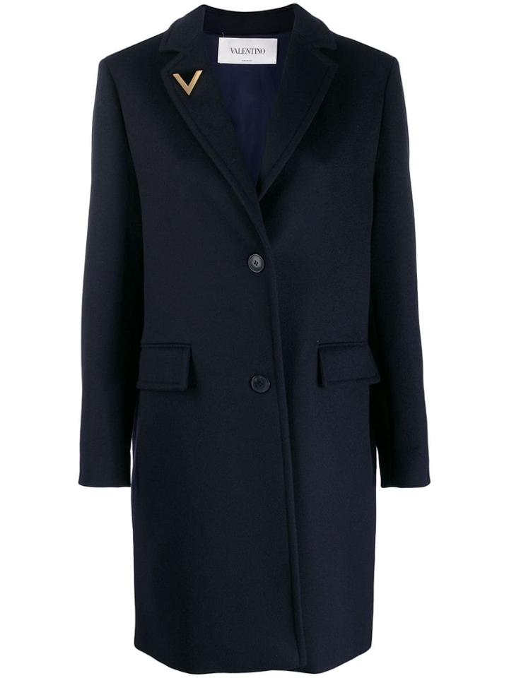 Valentino V Pin Single-breasted Coat - Blue