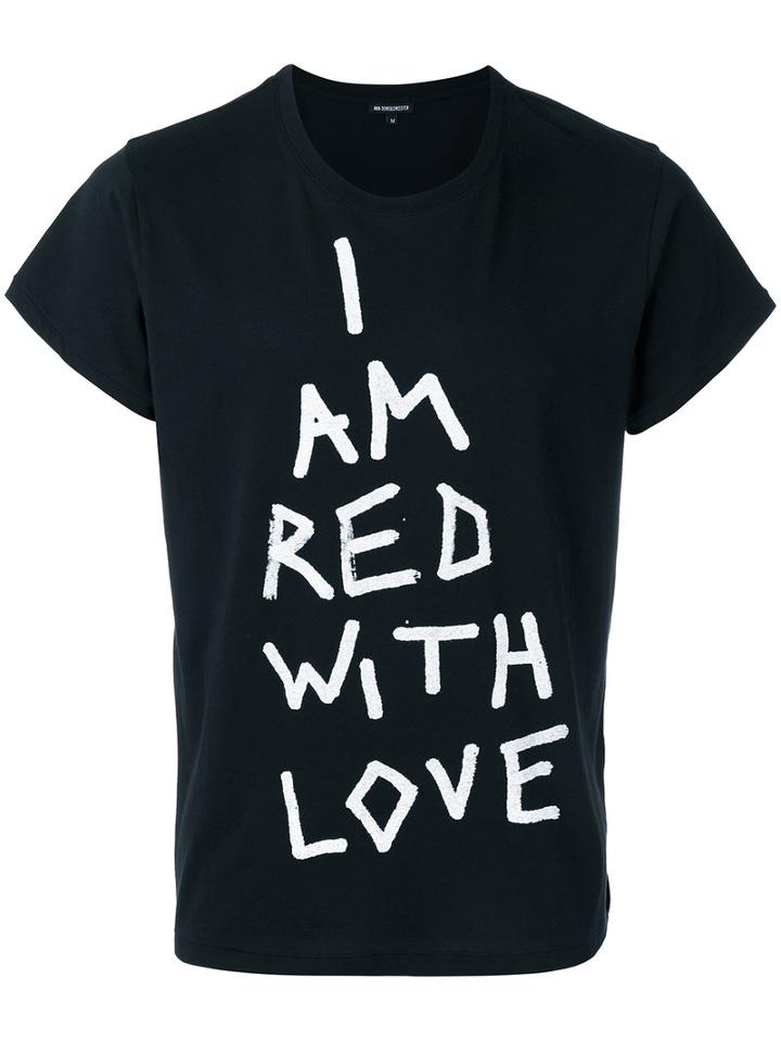 Ann Demeulemeester - Printed Text T-shirt - Men - Cotton - Xl, Black, Cotton