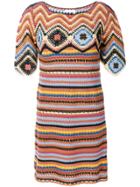 See By Chloé Crochet Stripe And Diamond Dress - Multicolour