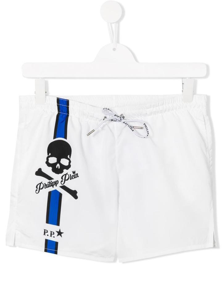 Philipp Plein Junior - White Sand Beach Shorts - Kids - Polyester - 14 Yrs, Polyester
