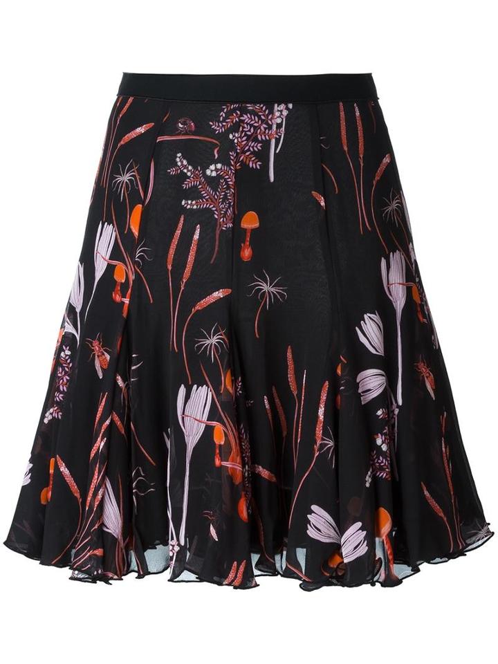 Giambattista Valli Floral Print A-line Skirt, Women's, Size: 42, Black, Silk/cotton/acetate/viscose