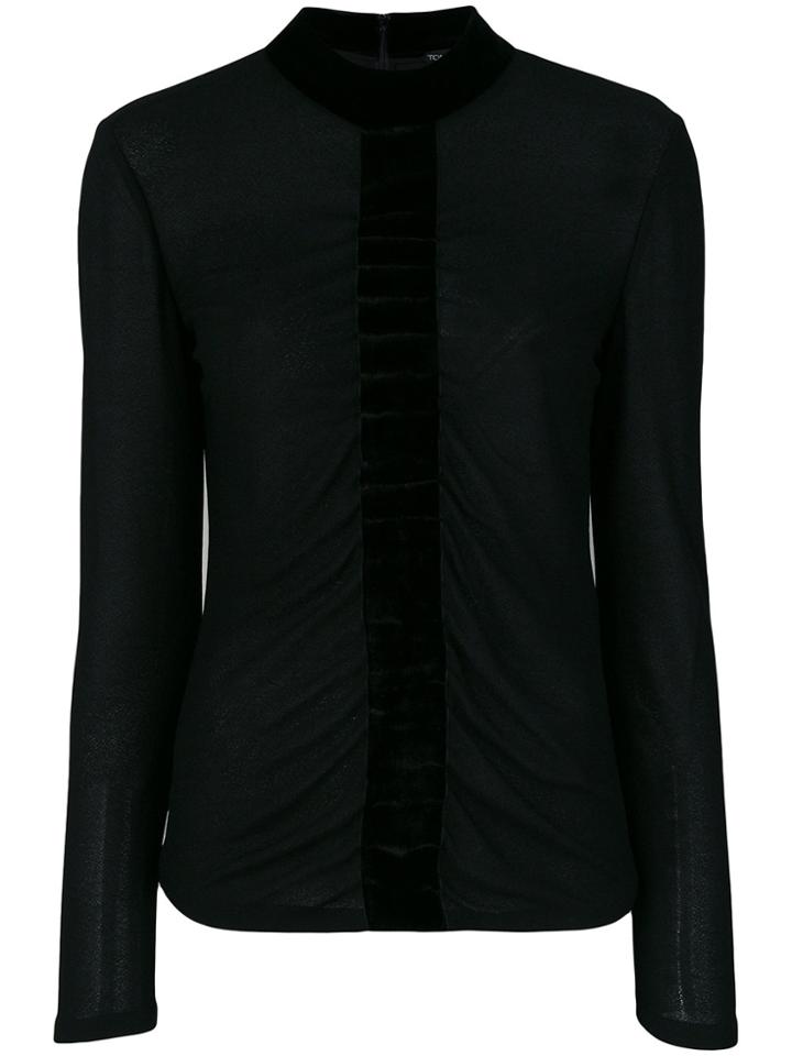Tom Ford Velvet Trim Blouse - Black