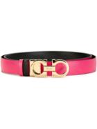 Salvatore Ferragamo Gancini Buckle Belt, Women's, Size: 100, Pink/purple, Calf Leather