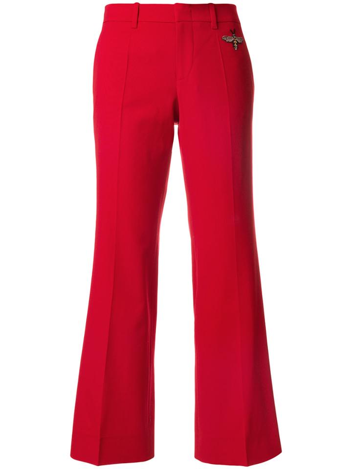 Gucci Bee Embroidered Flared Trousers