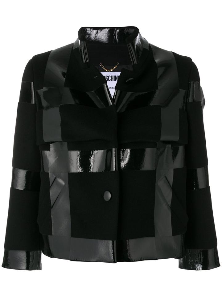 Moschino Patent Insert Cropped Jacket - Black