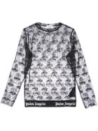 Palm Angels Embroidered Mesh Top - Black