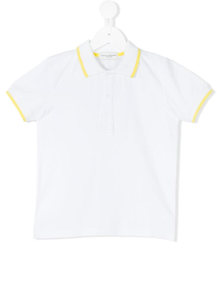 Paolo Pecora Kids - Contrast Trim Polo Shirt - Kids - Cotton/spandex/elastane - 12 Yrs, White