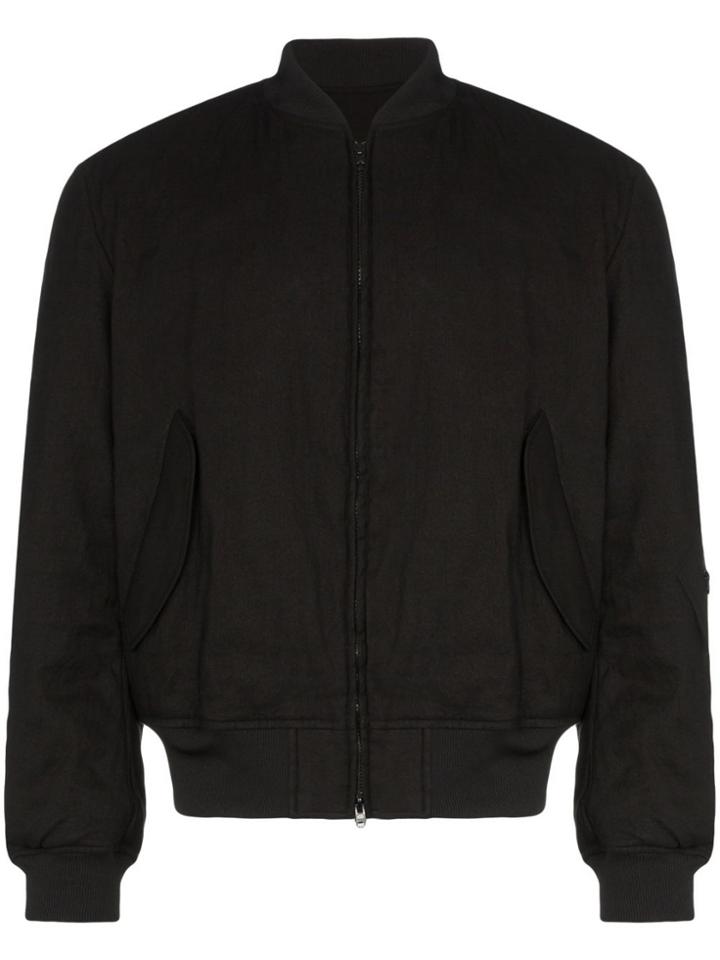 Y-3 Reversible Skull Logo Print Cotton Blend Bomber Jacket - Black