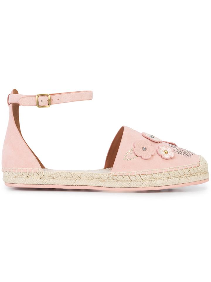 Coach Floral Embellished Espadrilles - Pink & Purple