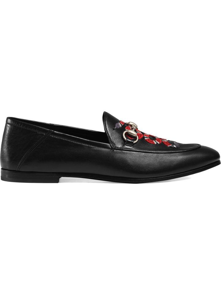 Gucci Leather Loafers With Kingsnake - Black