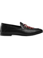 Gucci Leather Loafers With Kingsnake - Black