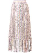 Adam Lippes Tweed Fringed Skirt - White