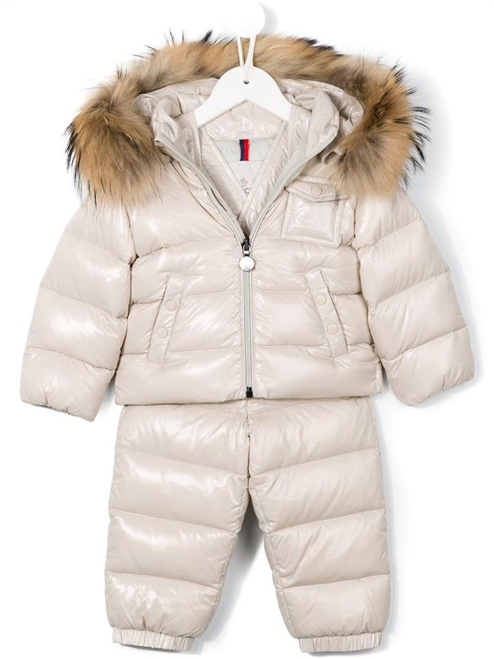 Moncler Kids Padded Jacket And Pants, Girl's, Size: 18-24 Mth, Nude/neutrals