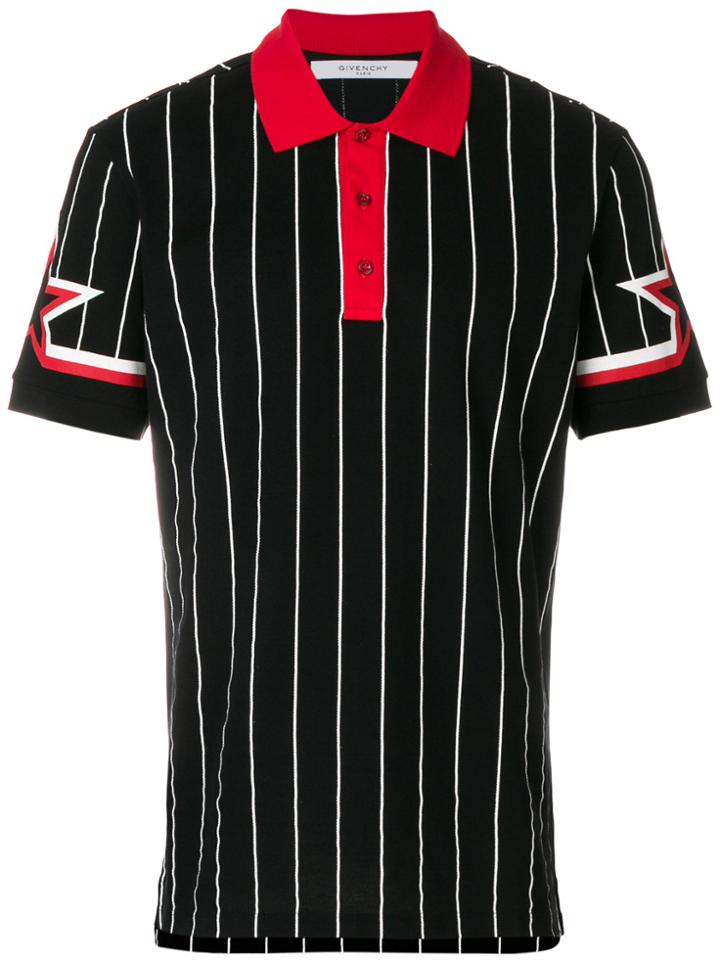 Givenchy Colour-block Striped Polo Top - Black