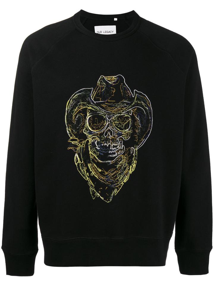Our Legacy Cowboy Skull Embroidered Sweatshirt - Black
